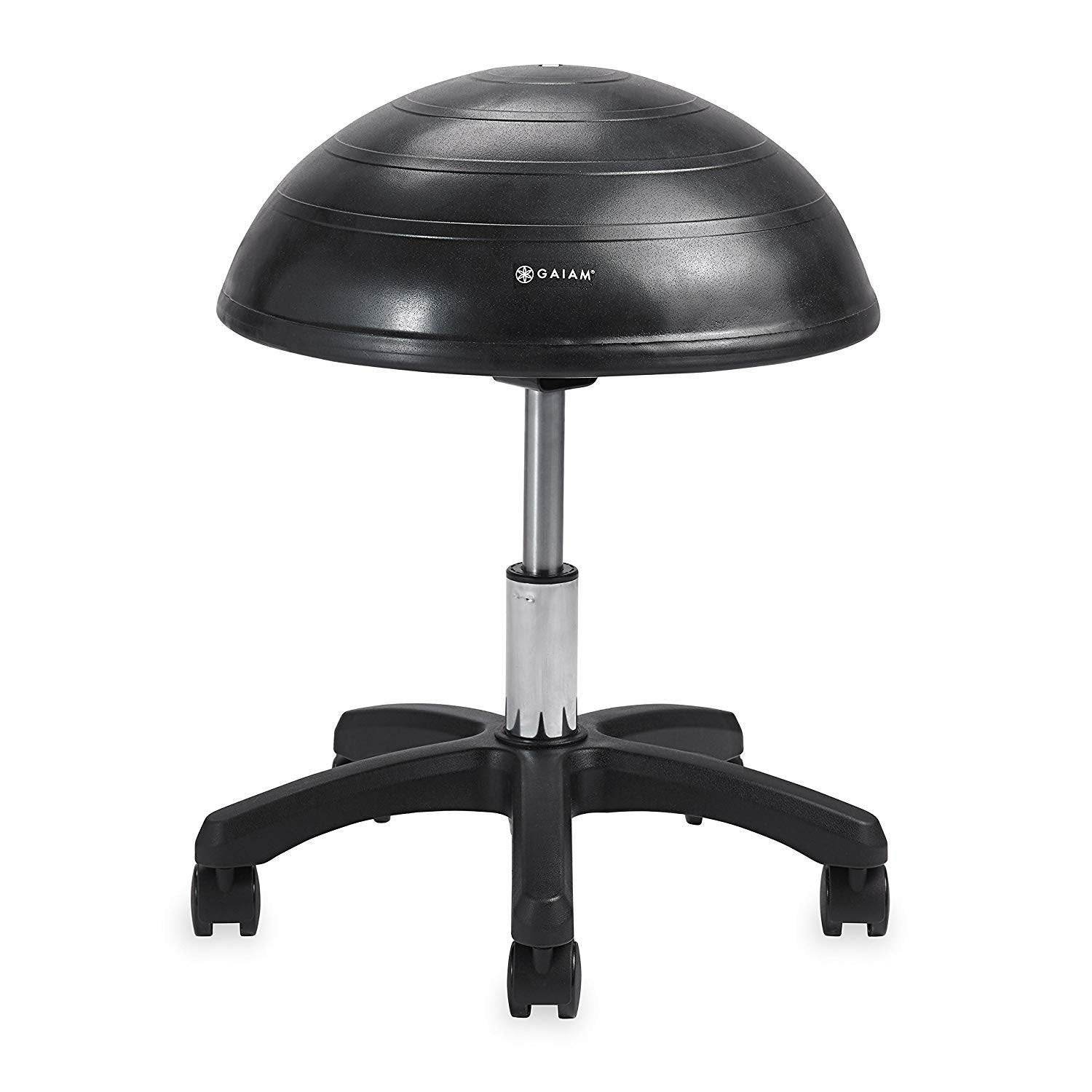 Gaiam Balance Ball Chair Stool, Half-Dome Stability Ball Adjustable Swivel Rolling Chair Drafting Stool for Desks in Office, Classroom, Doctors, Physicians, Massage Therapists, Salons - Black 23 - zenfulharmony.com