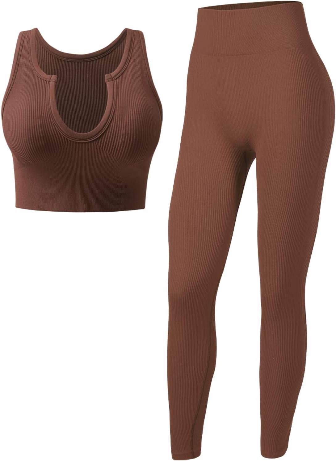 PINKSAVIOR Workout Sets for Women Two Piece Outfits Seamless High Waist Leggings Yoga Crop Tops Athletic Sports Gym Sets - zenfulharmony.com