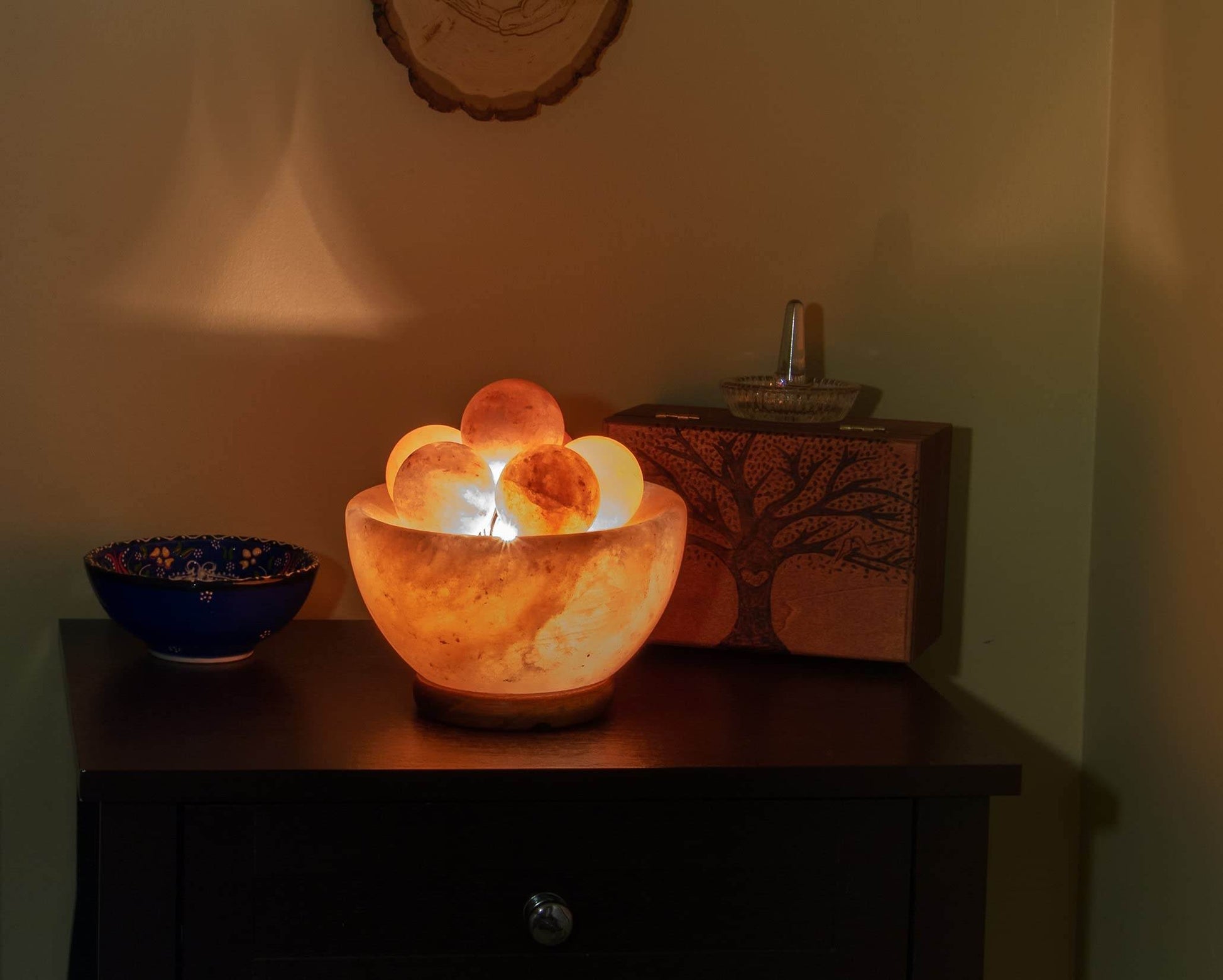 Spantik Himalayan Fire Bowl Salt Lamp with 6 Massage Balls Premium Quality Authentic from Pakistan - zenfulharmony.com