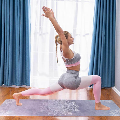 Travel Yoga Mat, Non Slip Exercise Suede Mat with Carry Bag, All-Purpose Fitness Mat with High Density Anti-Tear Surface for Women, Ideal for Pilates Workout (72'' x 26'' x 1.5mm Thick) - zenfulharmony.com