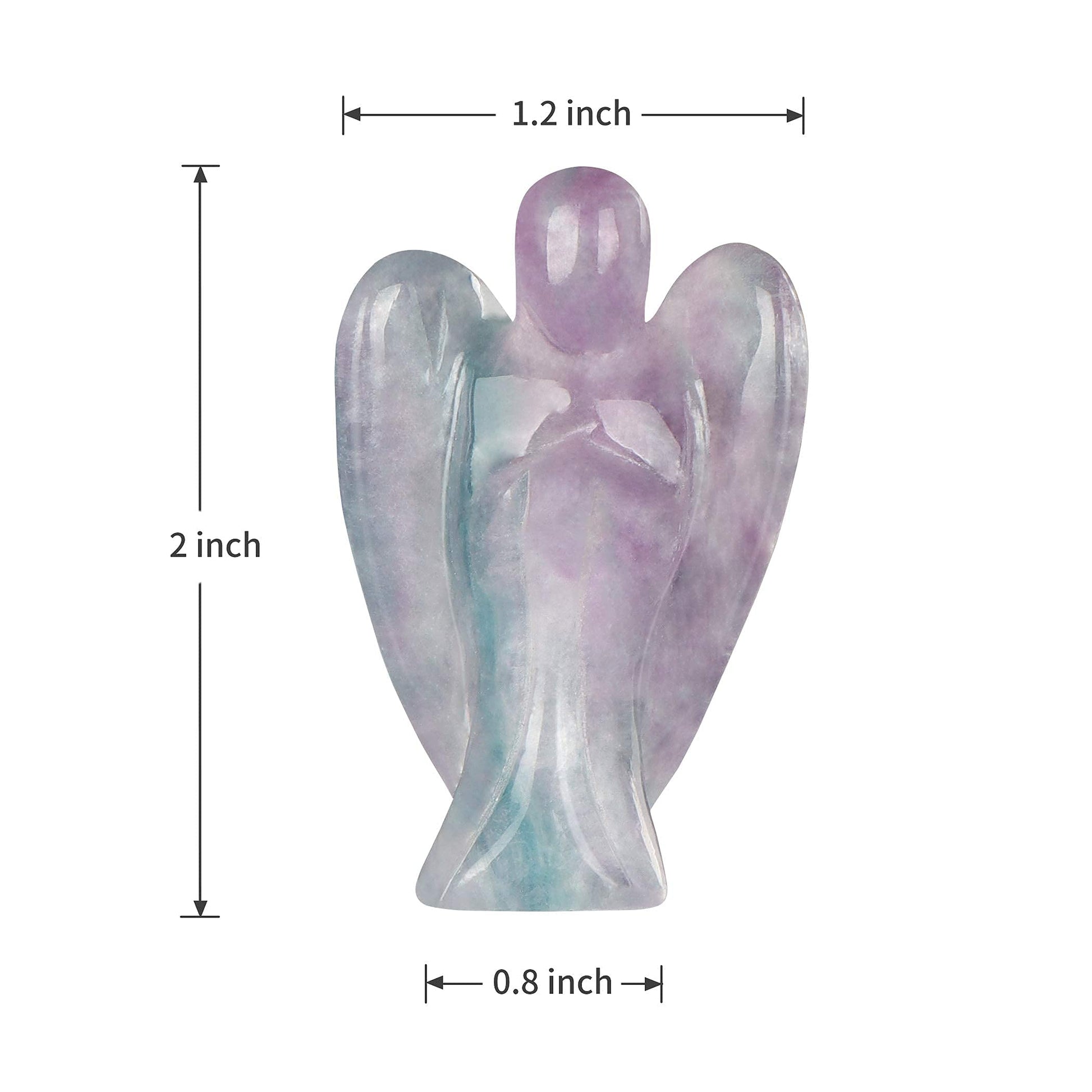 Artistone 2.0" Rainbow Fluorite Crystal Guardian Angel Statues and Figurines,Hand Carved Gemstone Pocket Peace Prayer Healing Angel Stone Decor Figurine Gift for Women - zenfulharmony.com