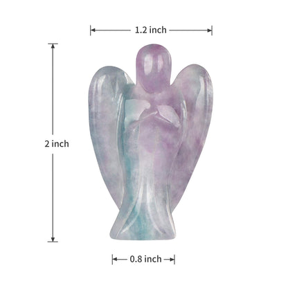 Artistone 2.0" Rainbow Fluorite Crystal Guardian Angel Statues and Figurines,Hand Carved Gemstone Pocket Peace Prayer Healing Angel Stone Decor Figurine Gift for Women - zenfulharmony.com