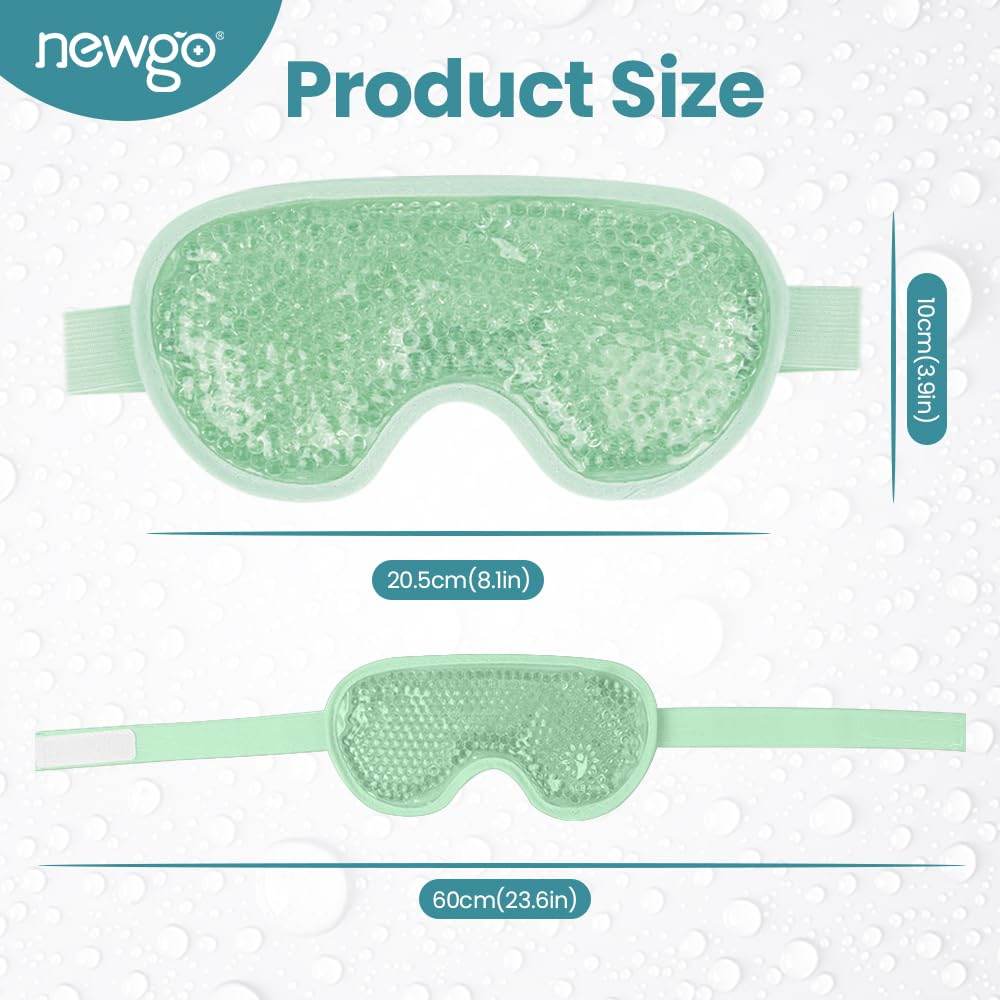 NEWGO Cooling Eye Mask Cold Gel Eye Mask for Eye Puffiness, Tired Eyes, Migraines, Stress, Itchy Eyes, Eye Lid Surgery, Eye Relief Mask for Sleeping, Skin Care, Eye Spa - Green - zenfulharmony.com