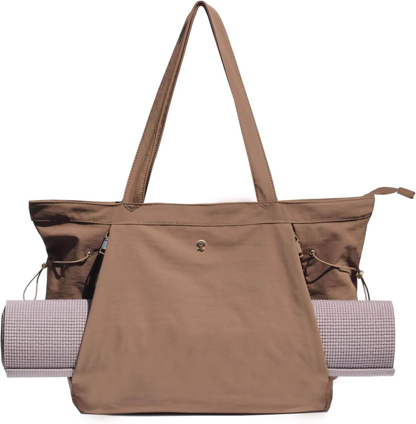 ESVAN Yoga Tote Bag for Women Shoulder Bags Drawstring for Office Workout Travel Carryall Pilates Gym and Beach - zenfulharmony.com