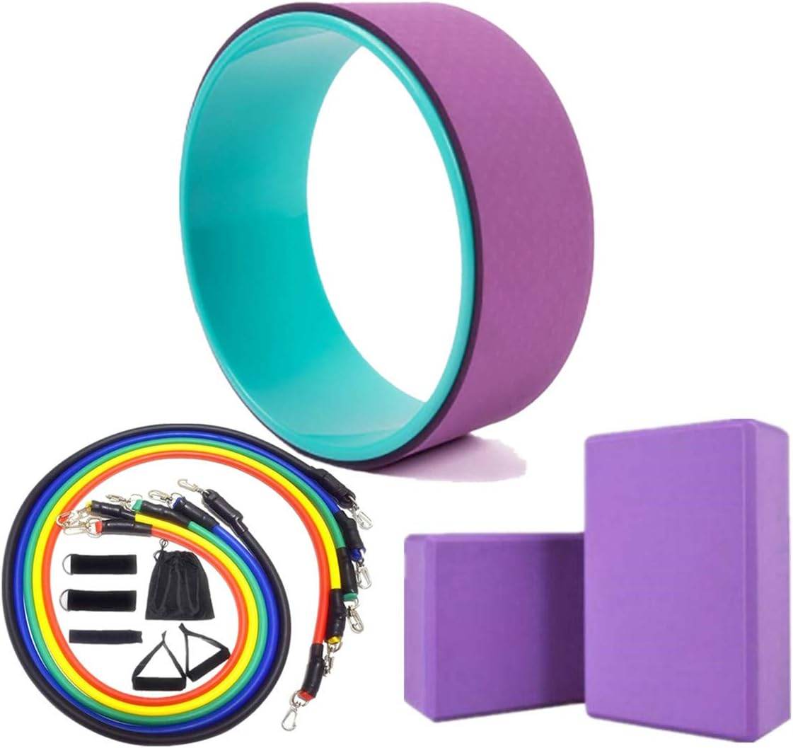 Yoga Wheel & 2 pcs Yoga Blocks & 5 pcs Resistance Bands Combo Value Pack - zenfulharmony.com