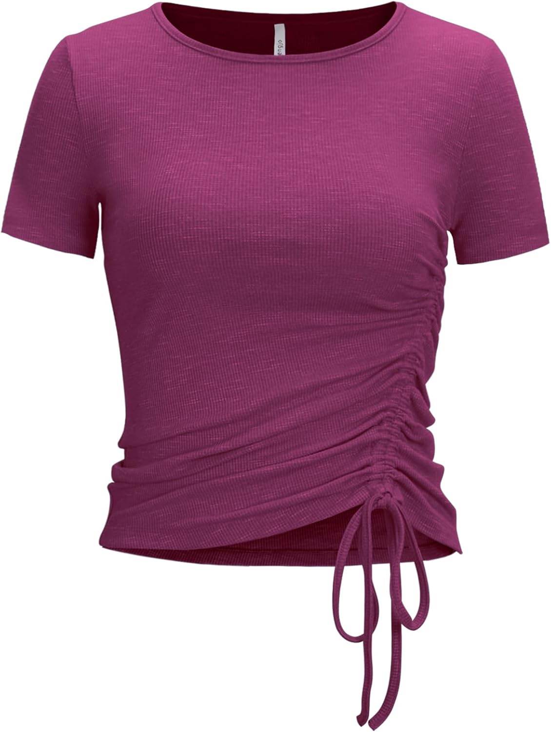 Womens Long/Short Sleeve Workout Tops Ruched Side Yoga Atheltic Shirt Slim Fitted - zenfulharmony.com