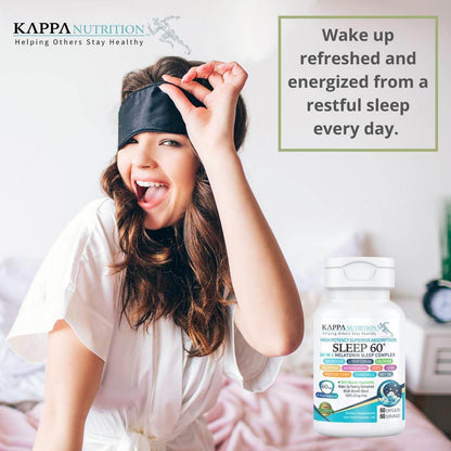 KAPPA NUTRITION Sleep 60, Sleep Aid, 60mg of Melatonin, 60-Day Supply, Non-Habit Forming Vegan Capsules Natural Ingredients for Easier Bedtime, Herbal Supplement, Valerian Root, Chamomile Non-GMO - zenfulharmony.com
