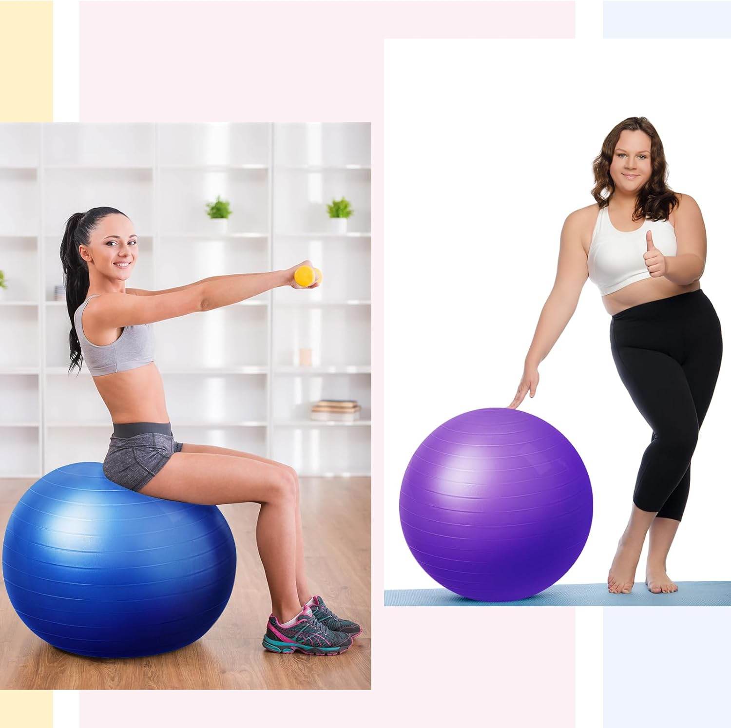 Honoson 3 Pcs Exercise Yoga Ball Large Pregnancy Fitness Ball Chair for Office Home Labor Gym Birth Balance, 55/65/75cm - zenfulharmony.com