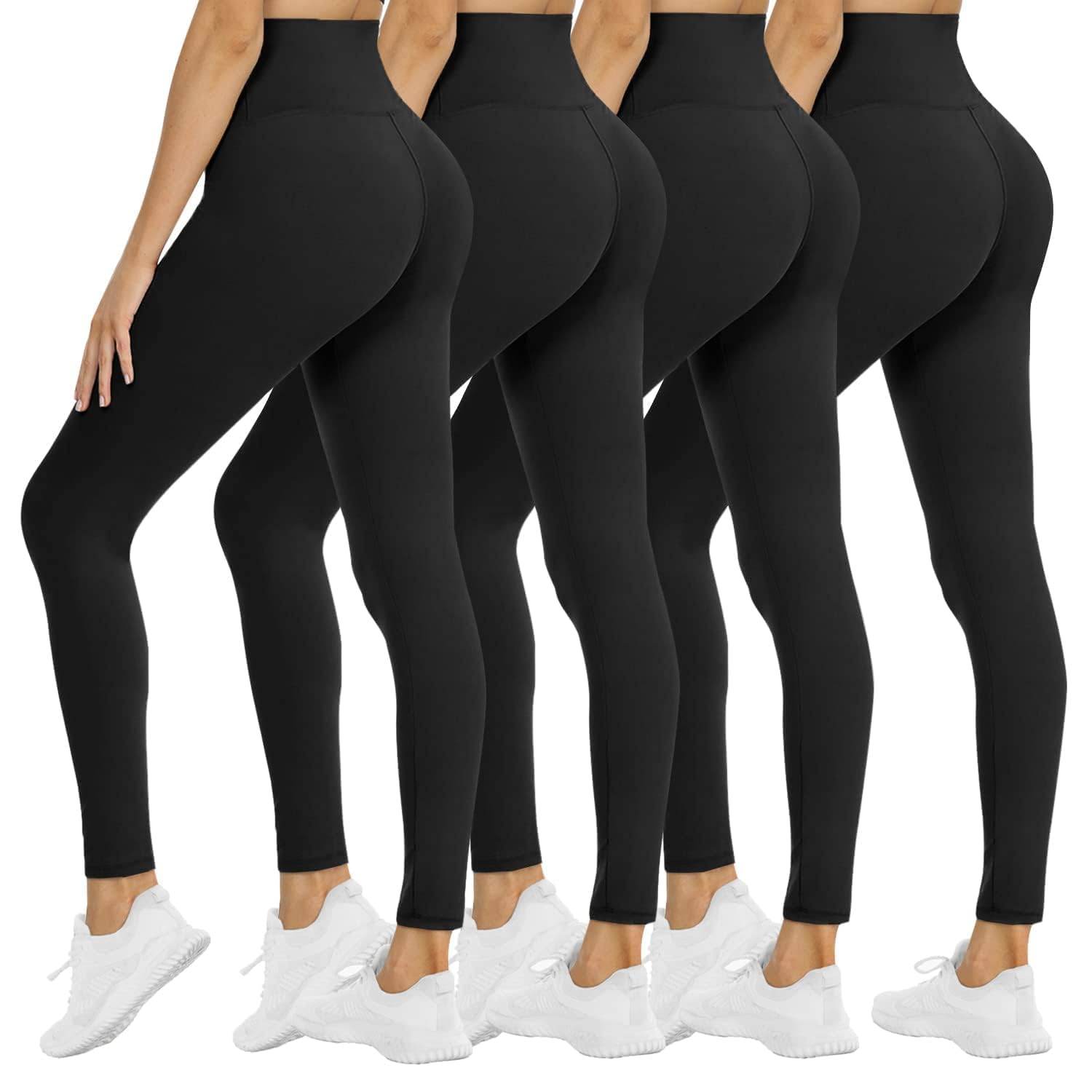 4 Pack Leggings for Women - High Waisted Tummy Control Soft No See-Through Black Yoga Pants for Athletic Workout - zenfulharmony.com