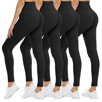 4 Pack Leggings for Women - High Waisted Tummy Control Soft No See-Through Black Yoga Pants for Athletic Workout - zenfulharmony.com