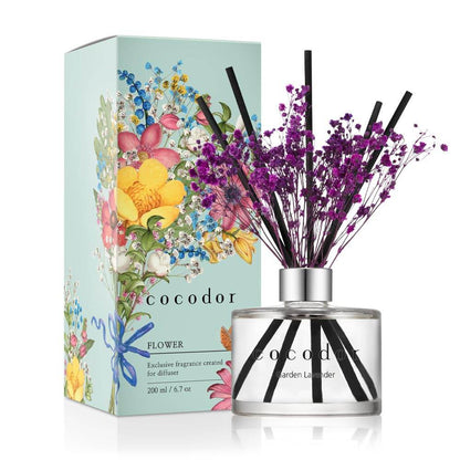 COCODOR Flower Reed Diffuser Set / 6.7oz / Garden Lavender/Scent Diffuser with Sticks Home Fragrance Oil Reed Diffuser for Bathroom Shelf Decor - zenfulharmony.com