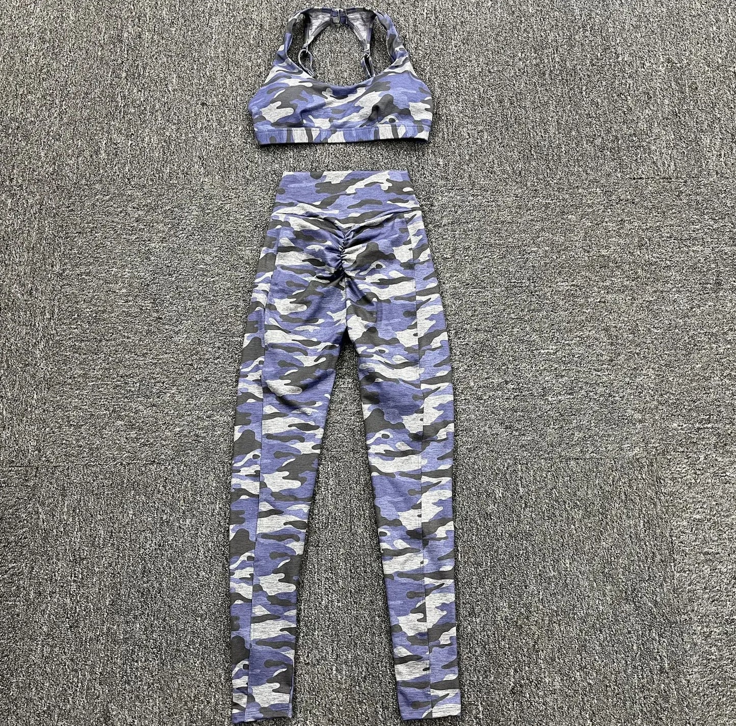 QK 2025 Camo Sports Bra Squat Proof Scrunch High V Waist Leggings Yoga Sets Fitness Workout Gym Pant Women Running Active Suit