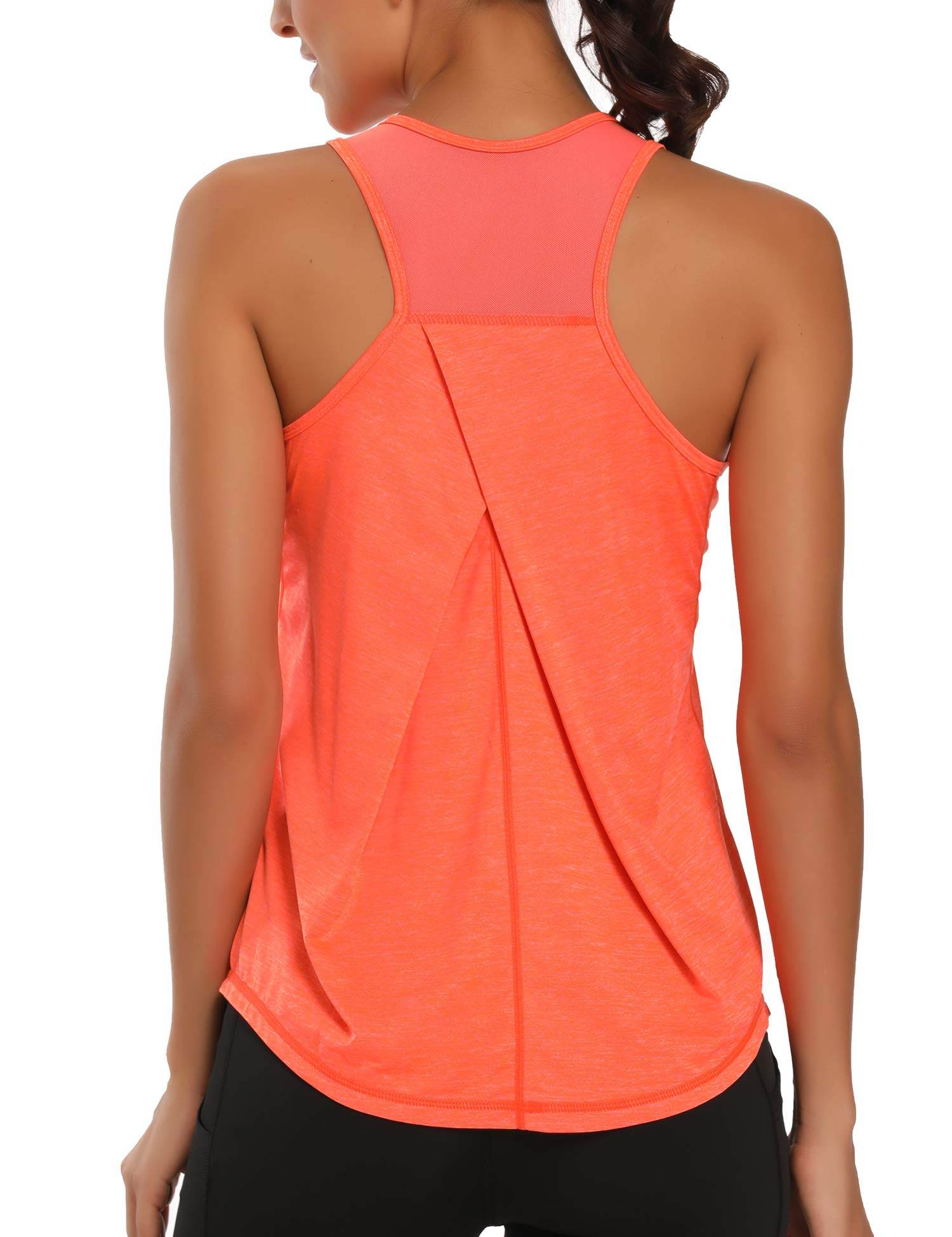 Aeuui Womens Workout Tops for Women Racerback Tank Tops Mesh Yoga Shirts Athletic Running Tank Tops Sleeveless Gym Clothes Orange - zenfulharmony.com