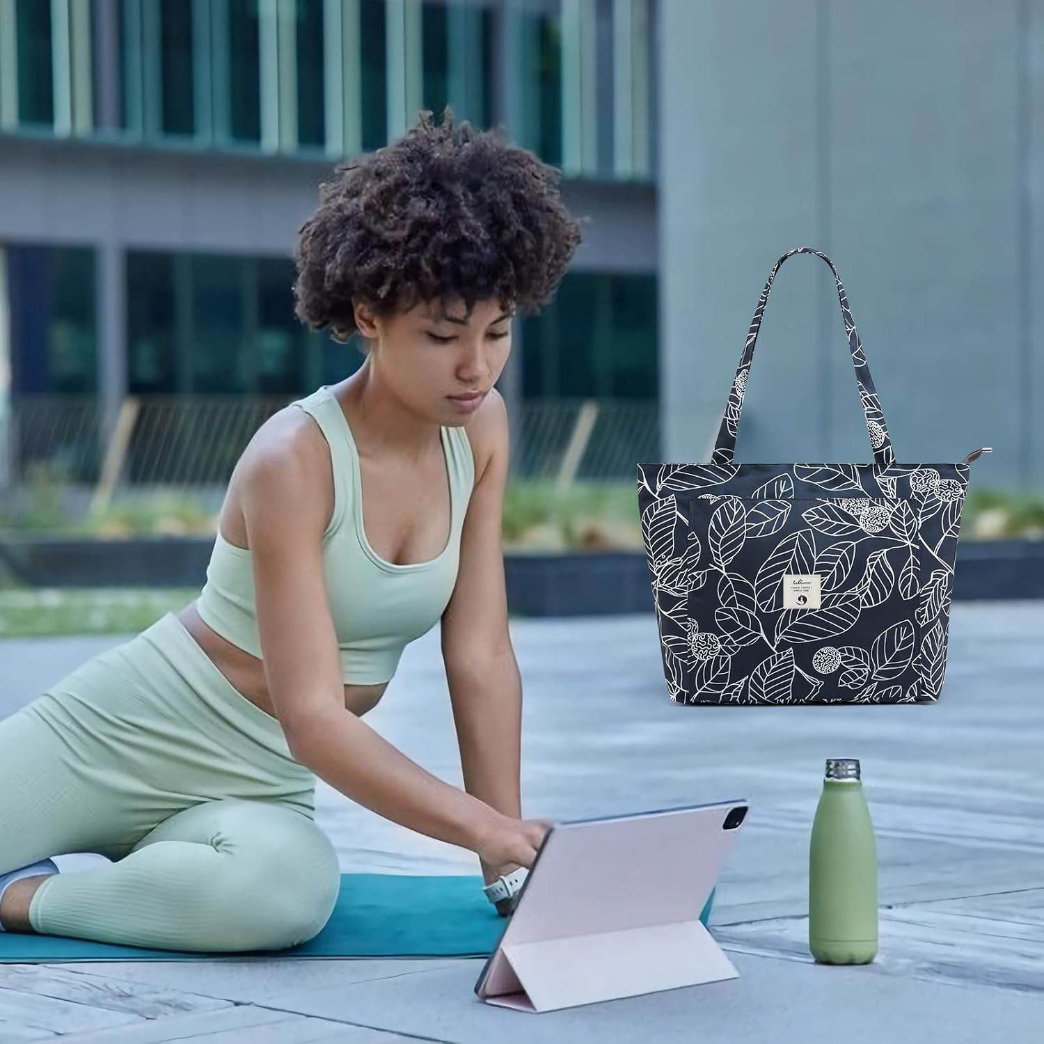 WLLWOO WLLWOO Yoga Bags for Women with Yoga Mats Bags Carrier Carryall Canvas Tote for Pilates Shoulder for Travel Office Beach Workout - zenfulharmony.com
