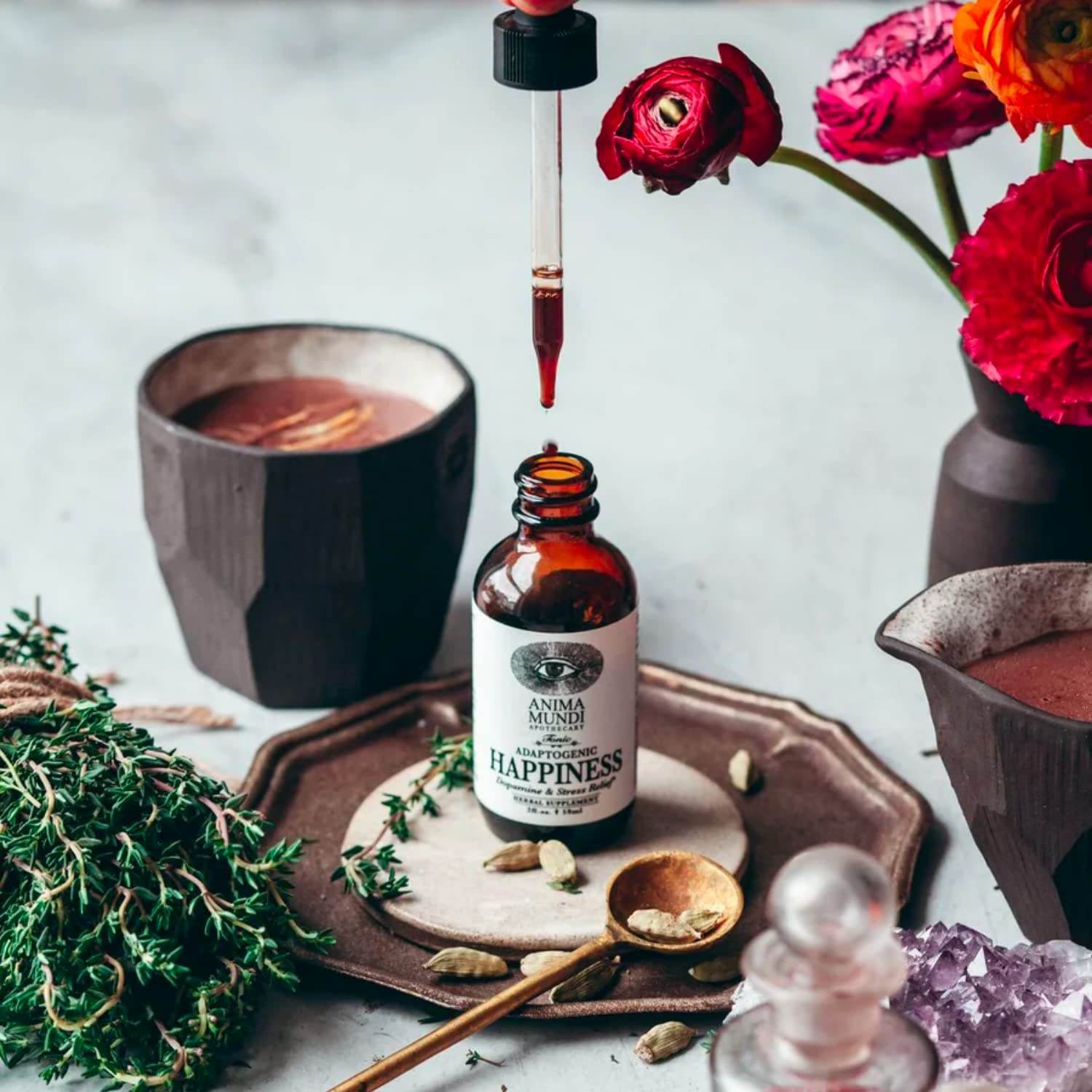 Anima Mundi Herbal Ashwagandha Drops - Happiness Tonic for Gentle Mood Support and Relaxation - Adaptogenic Drops with Organic Ashwagandha, Rhodiola, St. John's Wort & More (2oz / 59ml) - zenfulharmony.com