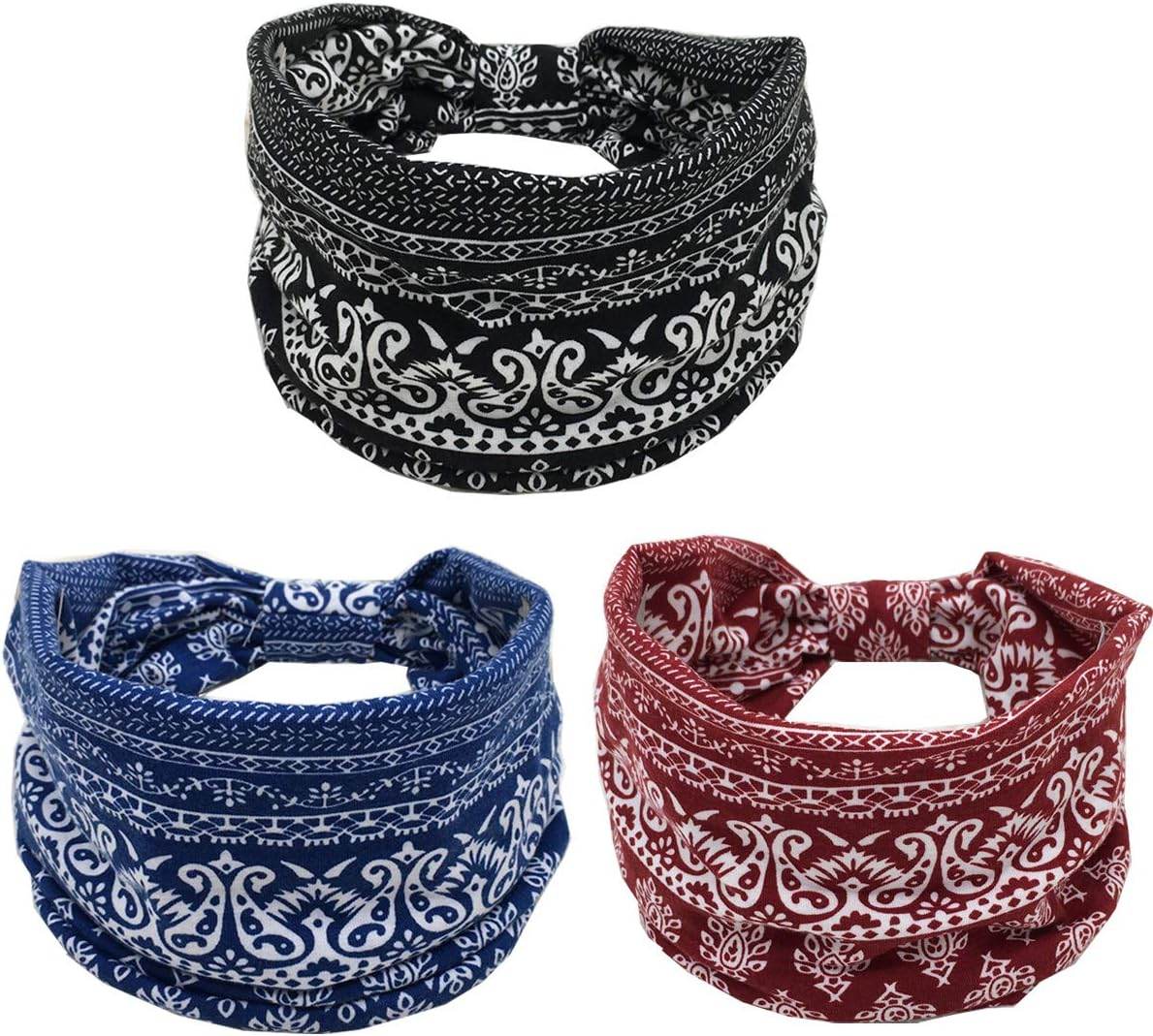 K-Elewon 3 Pack Women Wide Elastic Head Wrap Headband Sports yoga Hair Band - zenfulharmony.com