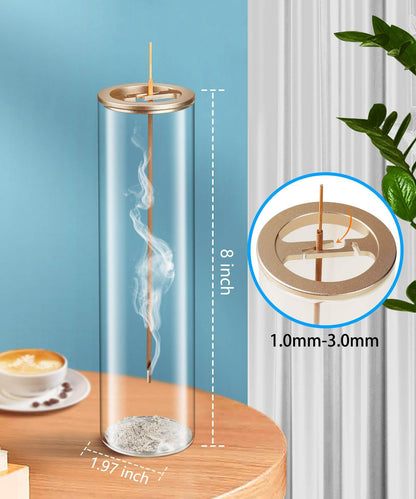 Incense Holder for Sticks [Anti-Ash Flying], Modern Insence-Stick Burner Holder with Removable Glass Ash Catcher, for Home Decor Yoga Meditation - zenfulharmony.com