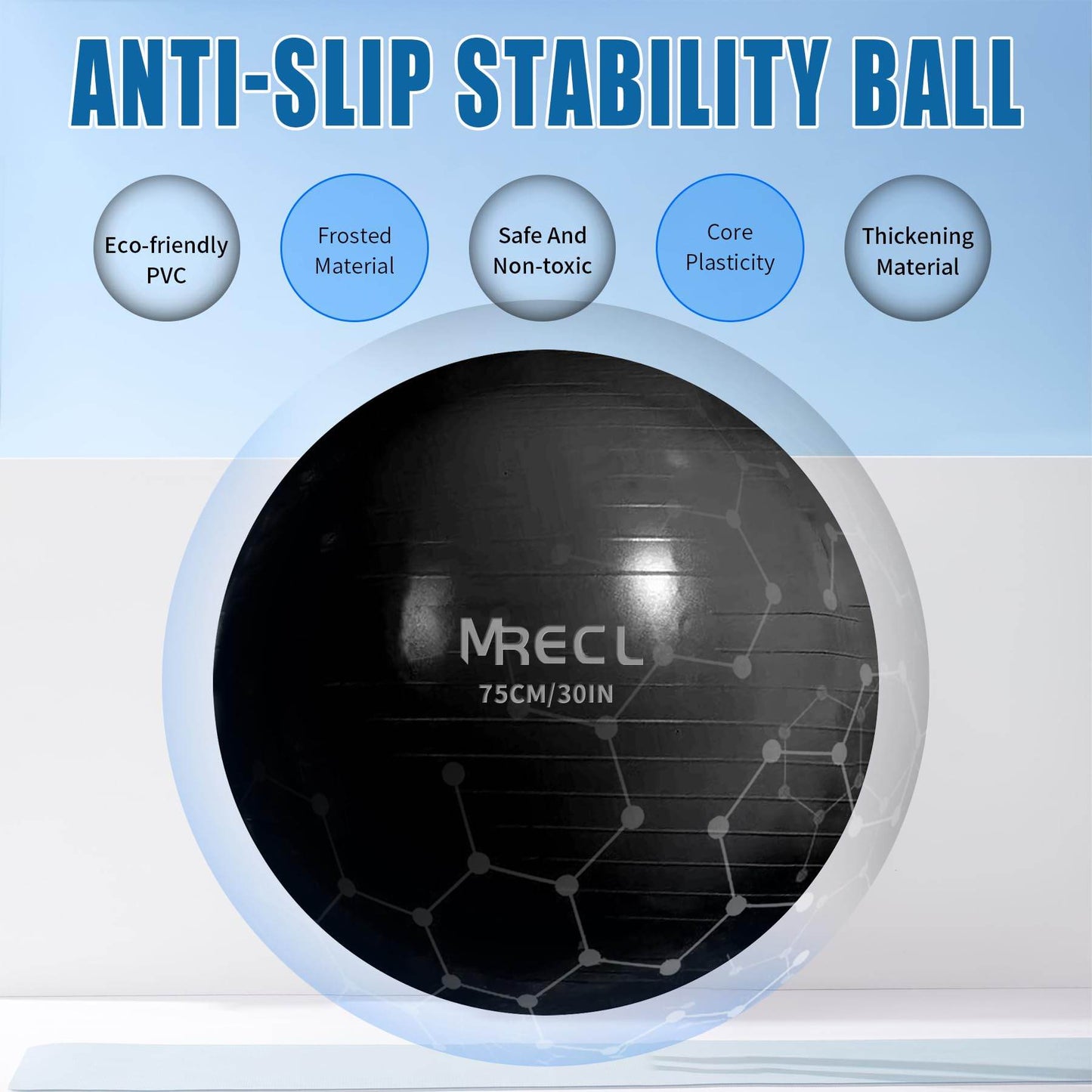 MRELC Ball Yoga kit 30in Anti-Burst with Peanut Massage Ball - Exercise Core Sliders - Slip Resistant Stability Balance Ball for Fitness, Pilater&Yoga - with Quick Pump (Black) - zenfulharmony.com