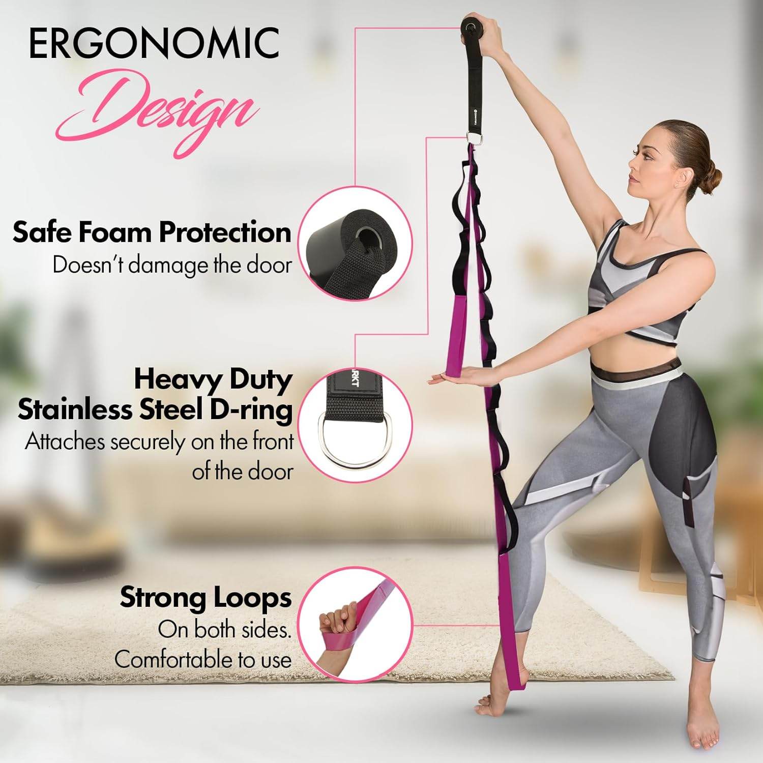 10-Loop Yoga Strap with Door Anchor – Stretch Strap for Flexibility, Deep Stretching, and Improved Balance – Perfect Yoga Accessory for All Fitness Levels - zenfulharmony.com