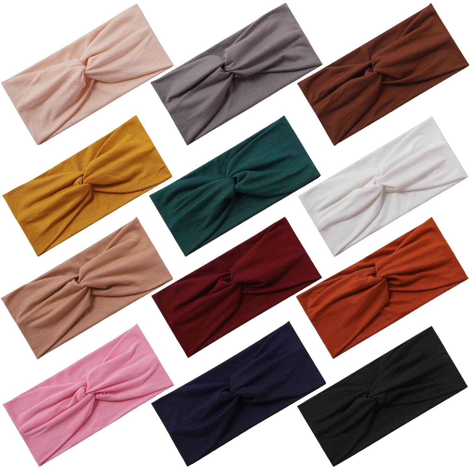 12 Pcs Stretchy Headbands for Women, Absorbed Sport Headband Soft Twist Knotted Headbands for Daily Life Yoga Workout - zenfulharmony.com