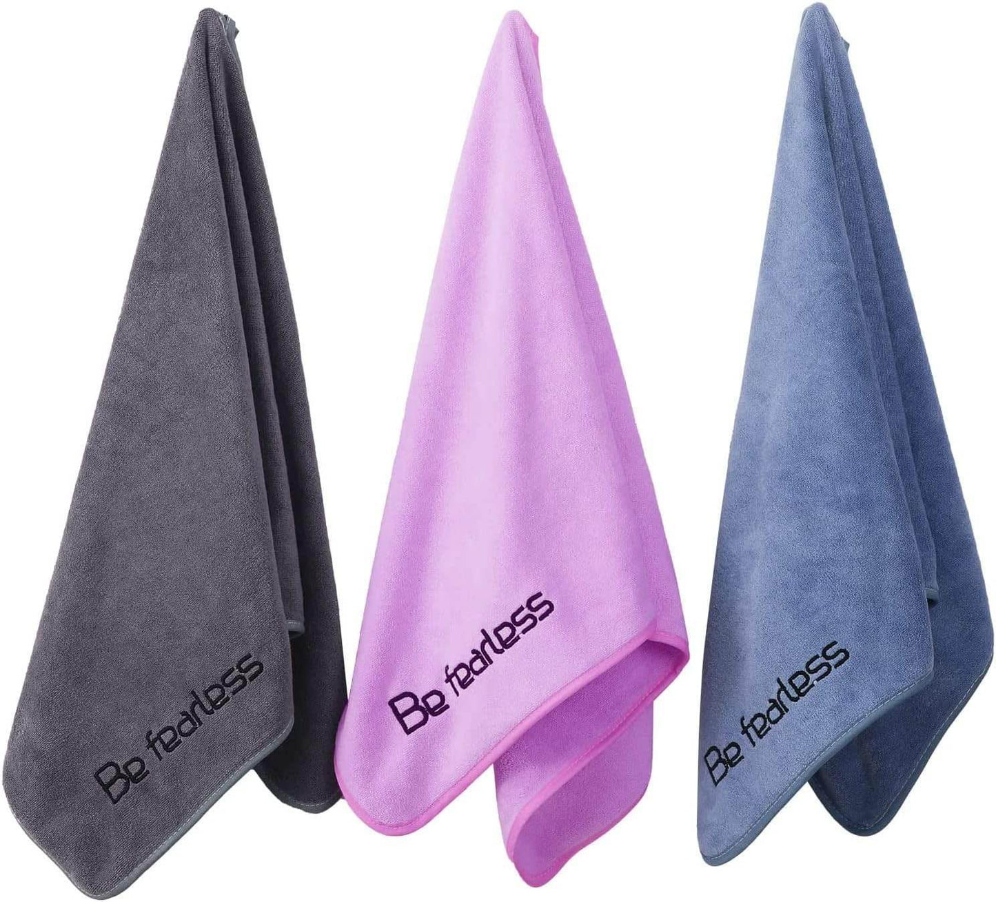 Microfiber Gym Towels Bigger Size Super Soft for Exercise Fitness, Sports, Workout, 380-GSM 15-Inch x 31-Inch Quick-Drying Towels (3 Pack, Grey+Blue+Purple) - zenfulharmony.com