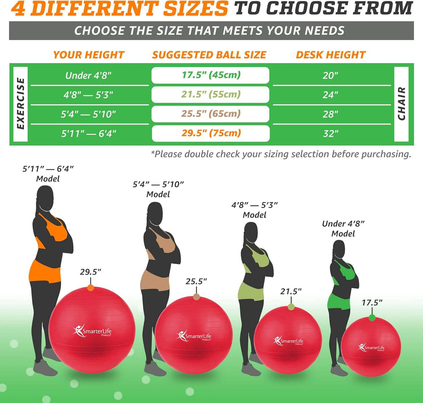 SmarterLife Exercise Ball Yoga Ball for Fitness, Balance, Stability, or Pregnancy, Gym Ball for Core Workout, Physical Therapy, Yoga Ball Chair for Office, Anti-Slip Anti-Burst - zenfulharmony.com