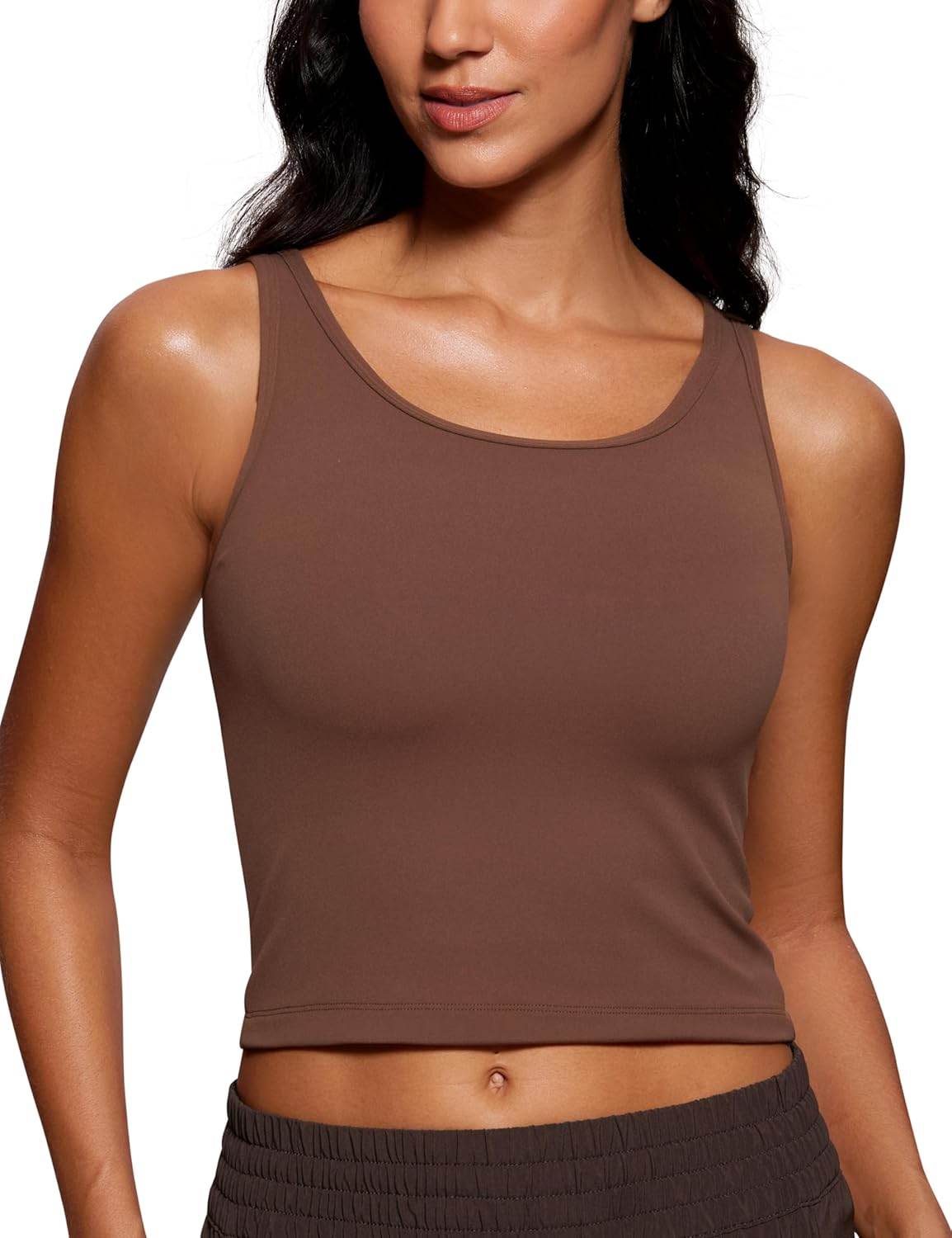 CRZ YOGA Womens Butterluxe Double Lined Workout Tank Tops Scoop Neck Racerback Cropped Casual Sleeveless Shirt - zenfulharmony.com
