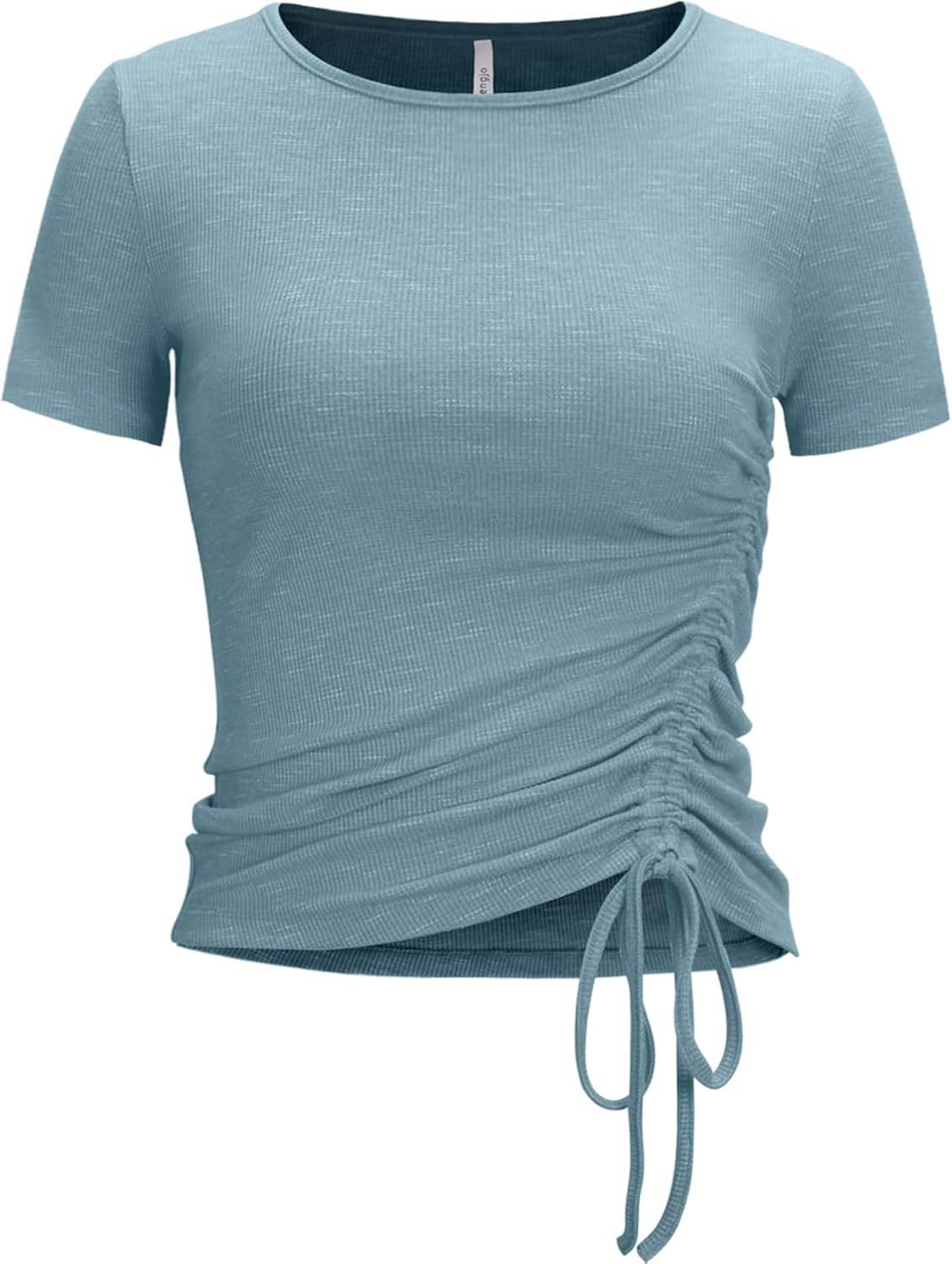 Womens Long/Short Sleeve Workout Tops Ruched Side Yoga Atheltic Shirt Slim Fitted - zenfulharmony.com