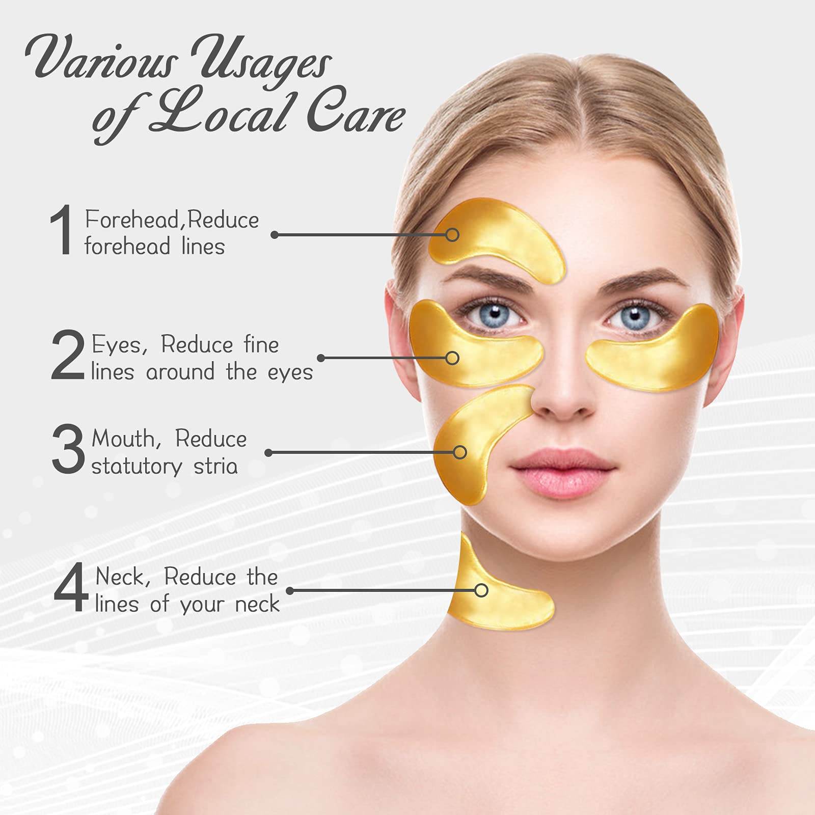 Permotary 30 Pairs 24K Gold Gel Crystal Collagen Eye Pads, Under Eye Mask for Moisturizing,Fine Lines, Dark Circles& Puffy Eyes Under Eye Patches, Gold - zenfulharmony.com