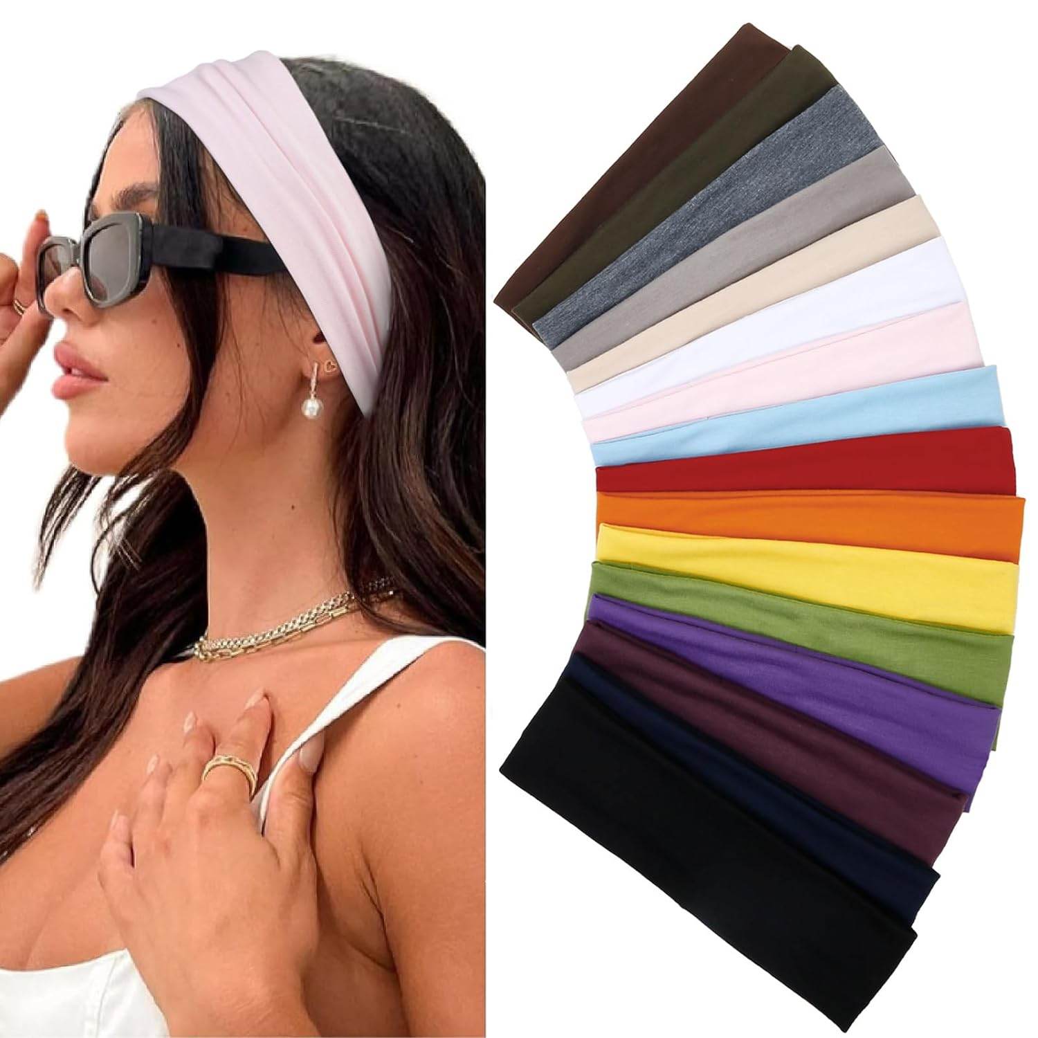 Headbands for Women 16 Pack Elastic Hair Bands for Women' Hair Non Slip Soft Cloth Fabric Headbands Women Hair Accessories, Black White Gray Women‘s Headband - zenfulharmony.com