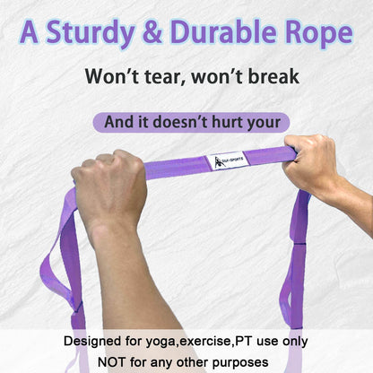 Stretching Strap Yoga Strap with Loops, Stretch Straps for Physical Therapy, Non-Elastic Exercise Strap for Pilates, Dance and Gymnastics with Workout Guide (Purple) - zenfulharmony.com