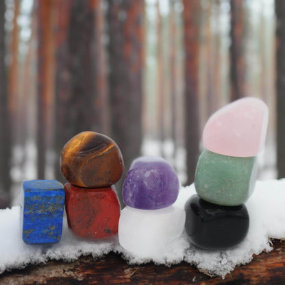 Chakra Stones Set of 7+1, Protection Crystals for Chakra Balancing, Healing Crystals and Stones for Crystal Therapy, Meditation & Reiki, Tumbled & Polished - zenfulharmony.com