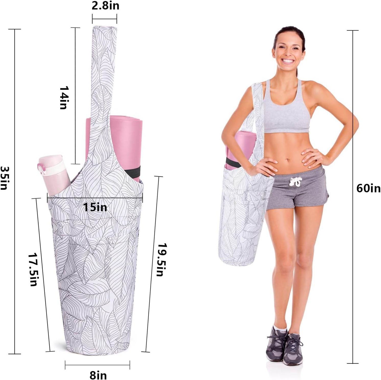 IwIeIaIrI Yoga Mat Bag with Large Size Pocket and Zipper Pocket，Yoga Bag Adjustable Shoulder Strap- Holds More Yoga Accessories - zenfulharmony.com