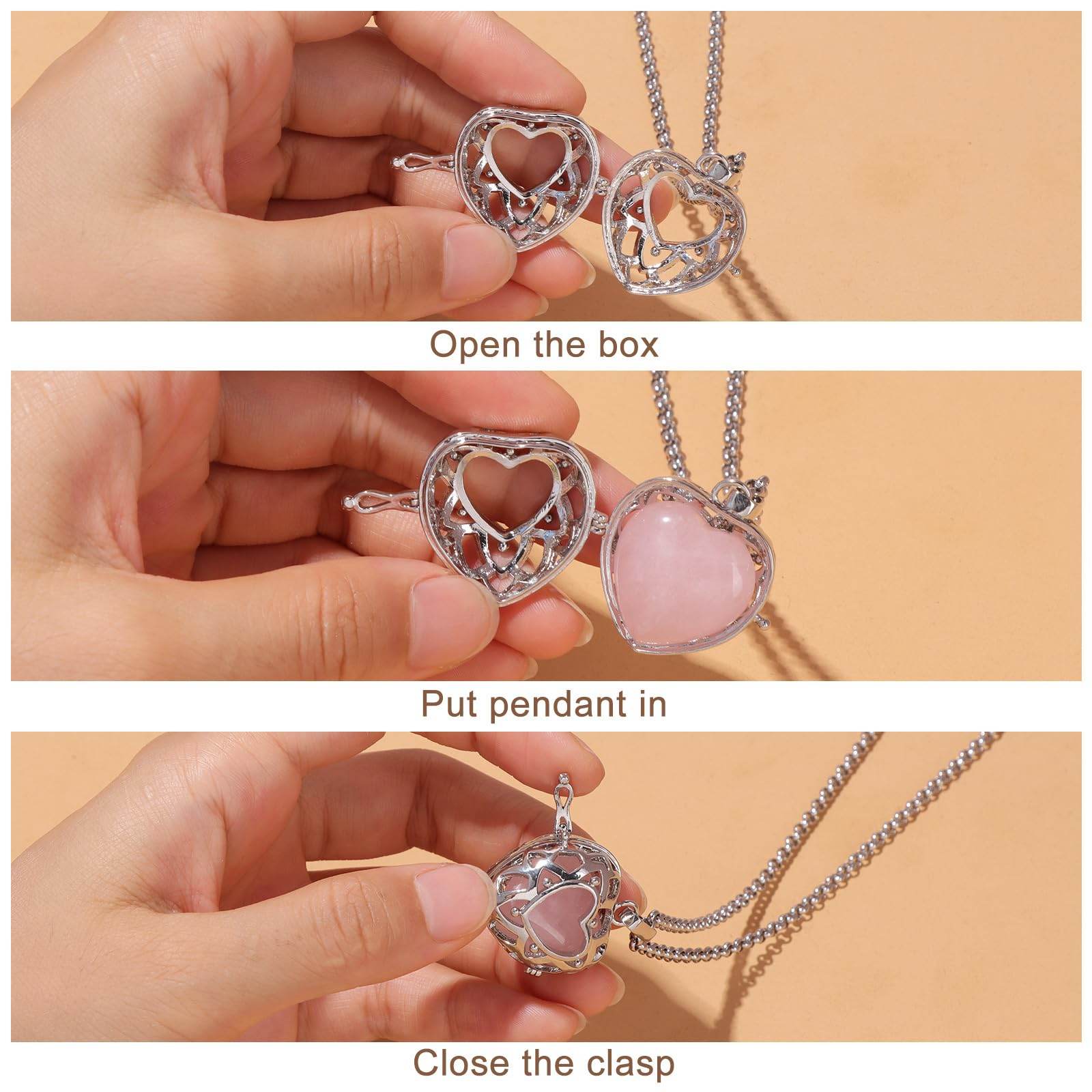 Raicegs Heart Shaped Crystals and Healing Stones 7 Chakra Crystal Necklace 0.8 inch Heart Gemstones Natural Stones Necklaces for Women Spiritual Gift for Women Teen Gir - zenfulharmony.com