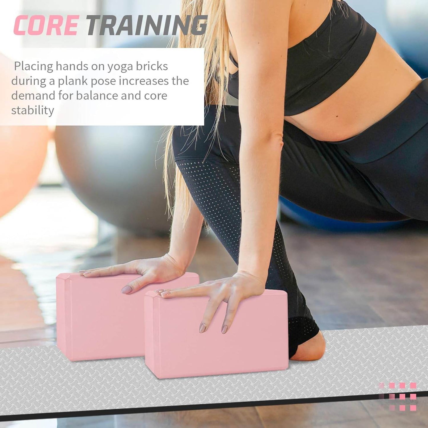 Biguphate Yoga Blocks 2 Pack, EVA Foam Yoga Block Supportive Latex-Free, Non-Slip Exercise Blocks, Yoga Accessories for Pilates, Meditation, Balance, Stretching and Deep Poses - zenfulharmony.com