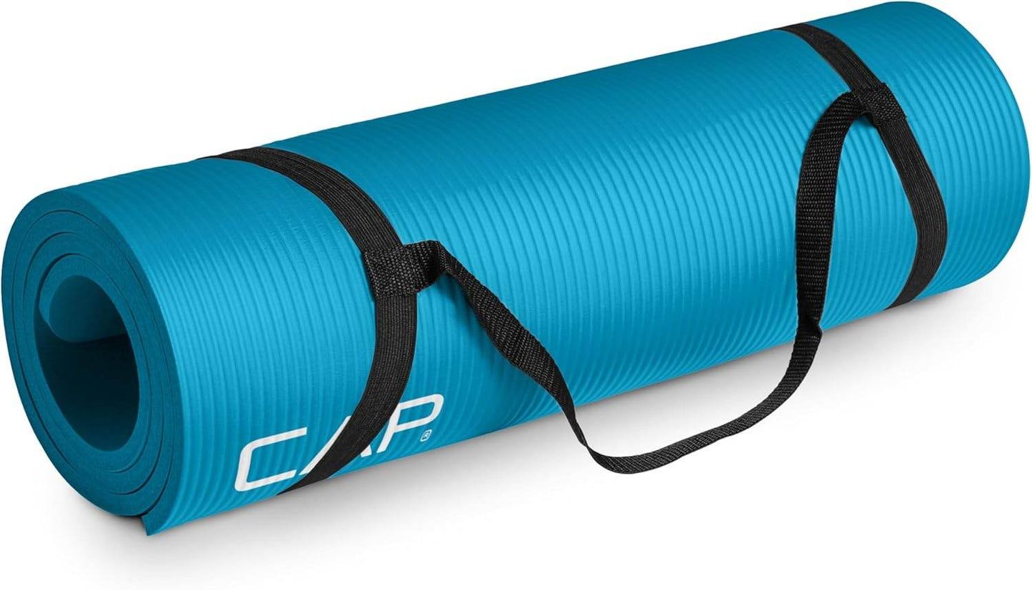 CAP Barbell 1/2-Inch High Density Exercise Yoga Mat with Strap | Multiple Options - zenfulharmony.com