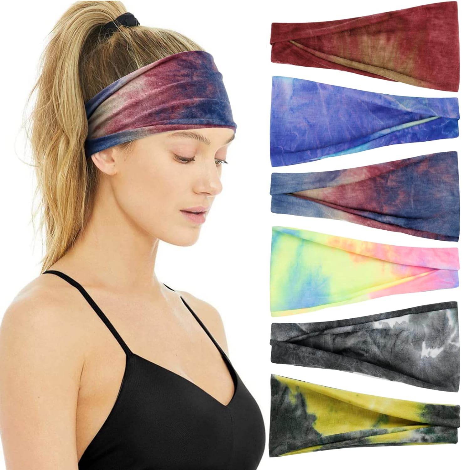 Huachi Non Slip Headbands for Fashion Workout Yoga Sports Exercise Sweatbands Summer Accessories Elastic Bands - zenfulharmony.com