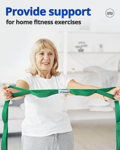 Trideer Stretching Strap Yoga Strap for Physical Therapy, 10 Loops Yoga Straps for Stretching, Non-Elastic Stretch Strap for Pilates, Exercise, Stretch Band for Women & Men with Exercise Book - zenfulharmony.com