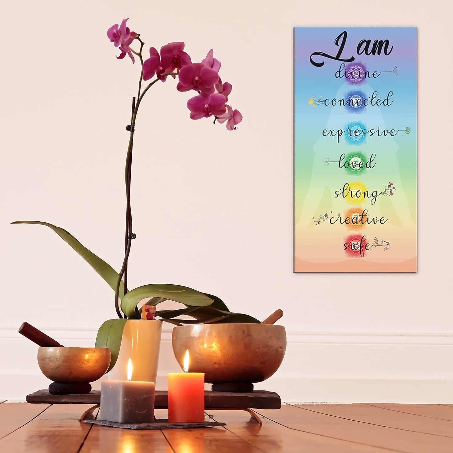 Chakra Quotes Sign Wall Decor Yoga Zen Wall Art Wooden Spiritual Decor Motivational Meditation Wall Art Zen Buddhism Spa Room Decor for Yoga Living Room Bedroom Bathroom Wall Decorations (Safe Style) - zenfulharmony.com