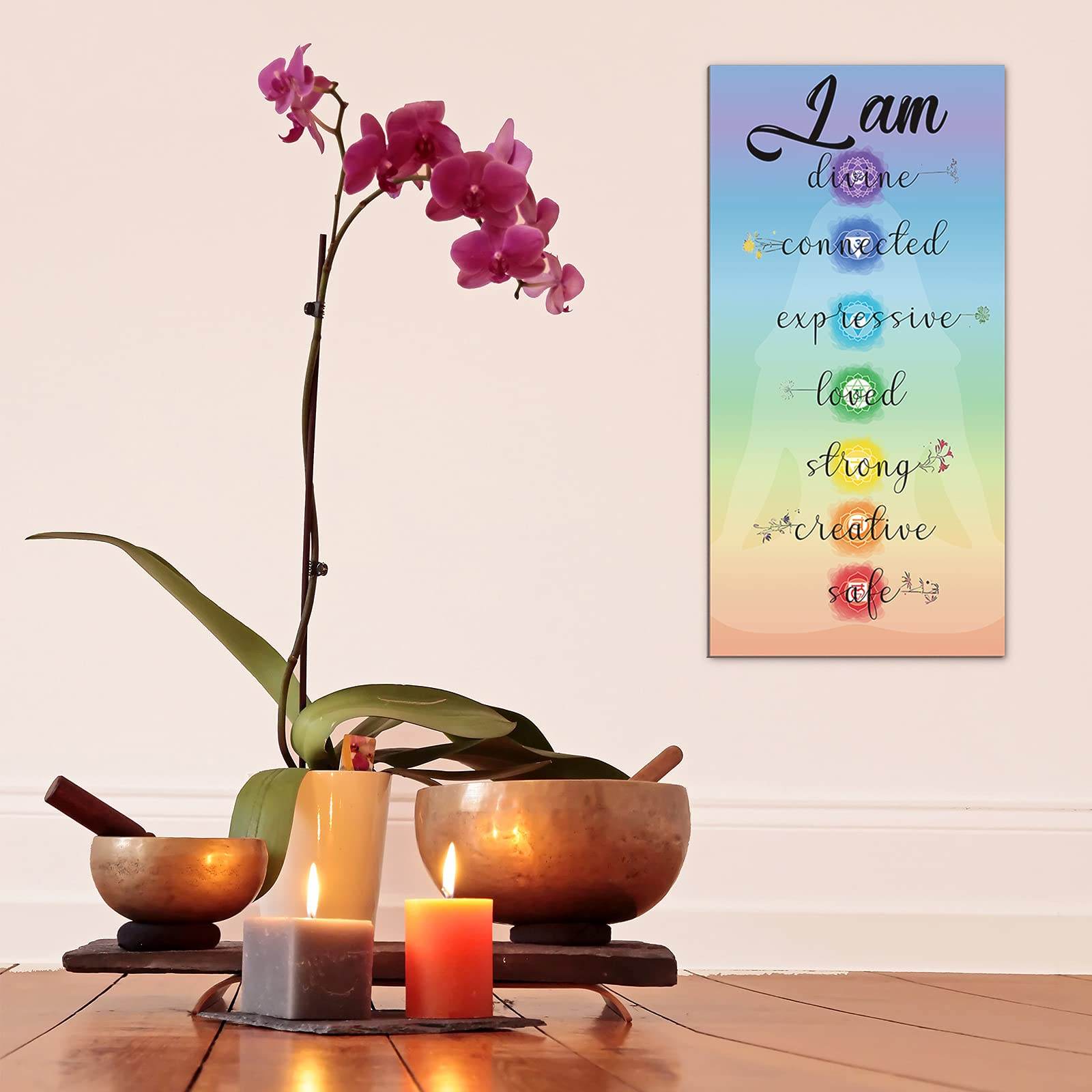 Chakra Quotes Sign Wall Decor Yoga Zen Wall Art Wooden Spiritual Decor Motivational Meditation Wall Art Zen Buddhism Spa Room Decor for Yoga Living Room Bedroom Bathroom Wall Decorations (Safe Style) - zenfulharmony.com