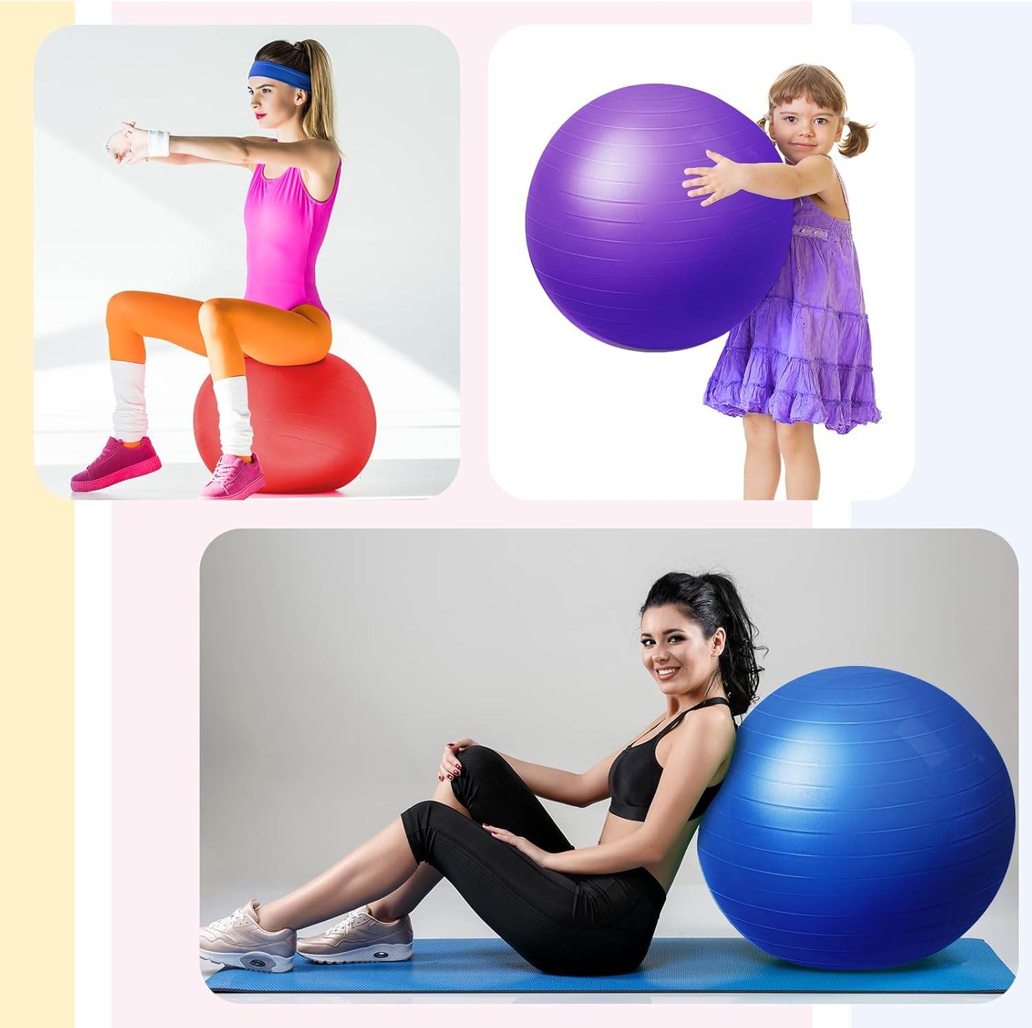 Honoson 3 Pcs Exercise Yoga Ball Large Pregnancy Fitness Ball Chair for Office Home Labor Gym Birth Balance, 55/65/75cm - zenfulharmony.com