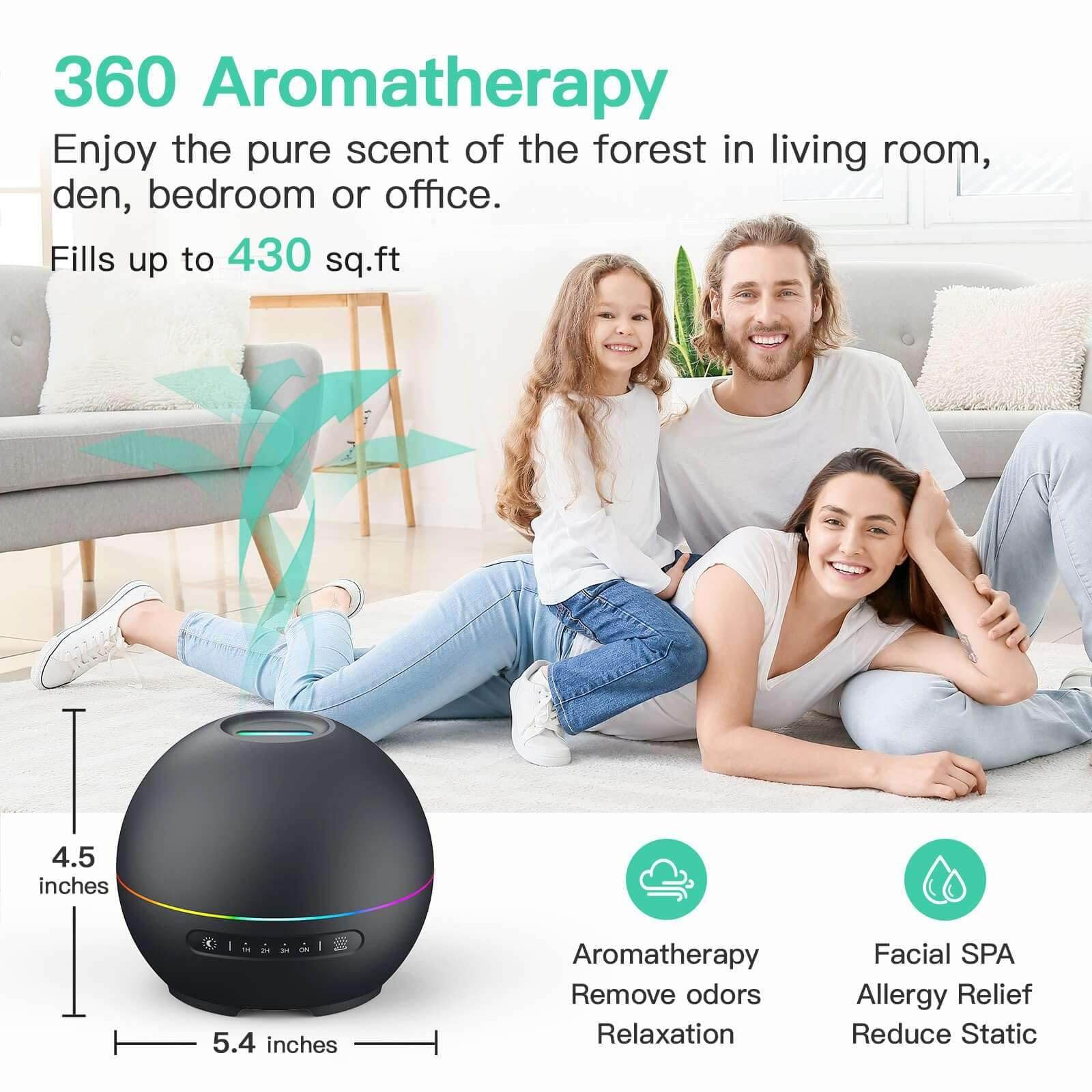 THIMONES 2 Pack Essential Oil Diffusers for Home - 200ml Aromatherapy Diffuser Humidifier with 4 Timers & 7 Colors Night Lights, 20dB Quiet Working for 10 Hours, Waterless Auto-Off - zenfulharmony.com