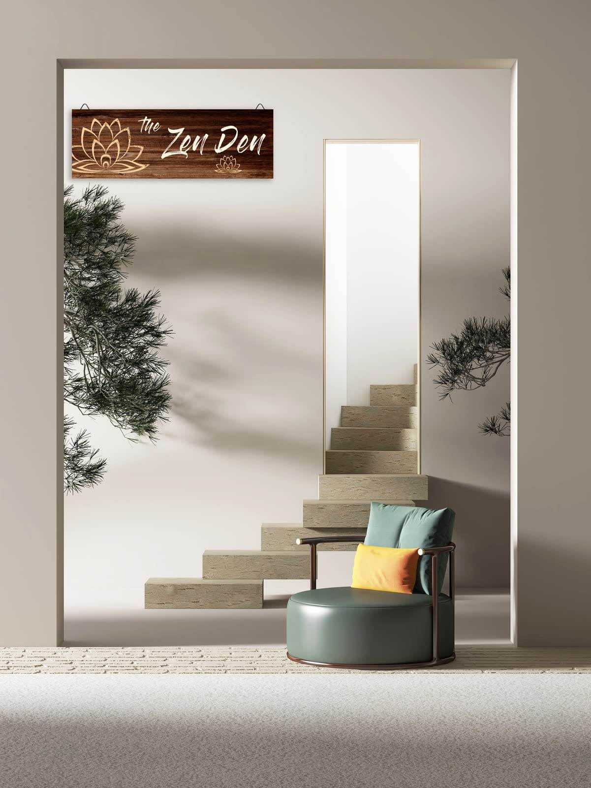 The Zen Den Wooden Wall Sign, 13.7 x 4.7 Inches Hippie Room Decoration with Hooks, Hanging Meditation Accessories Decor for Chakra, Spiritual Room Accents - zenfulharmony.com