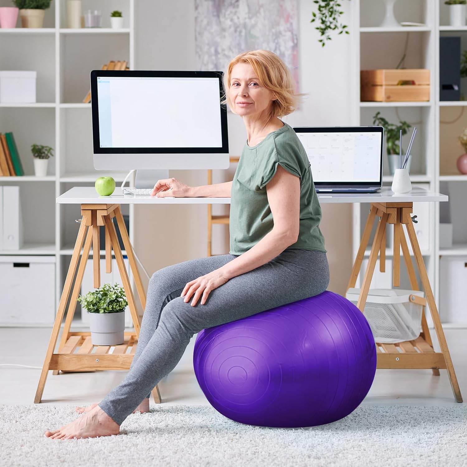 Honoson 3 Pcs Exercise Yoga Ball Large Pregnancy Fitness Ball Chair for Office Home Labor Gym Birth Balance, 55/65/75cm - zenfulharmony.com