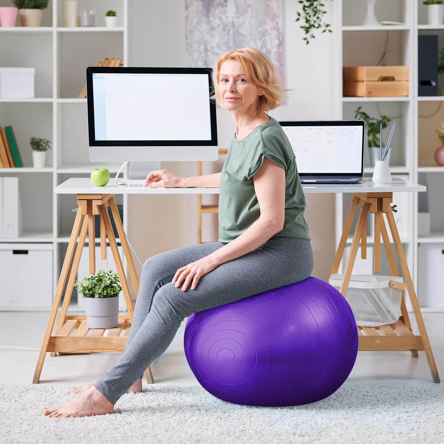 Honoson 3 Pcs Exercise Ball Large Yoga Ball Pregnancy Ball 3 Size Fitness Ball Multiple Sizes Yoga Ball Chair for Office Home Labor Gym Birth Balance, 55/65/75cm (Red, Blue, Dark Purple) - zenfulharmony.com