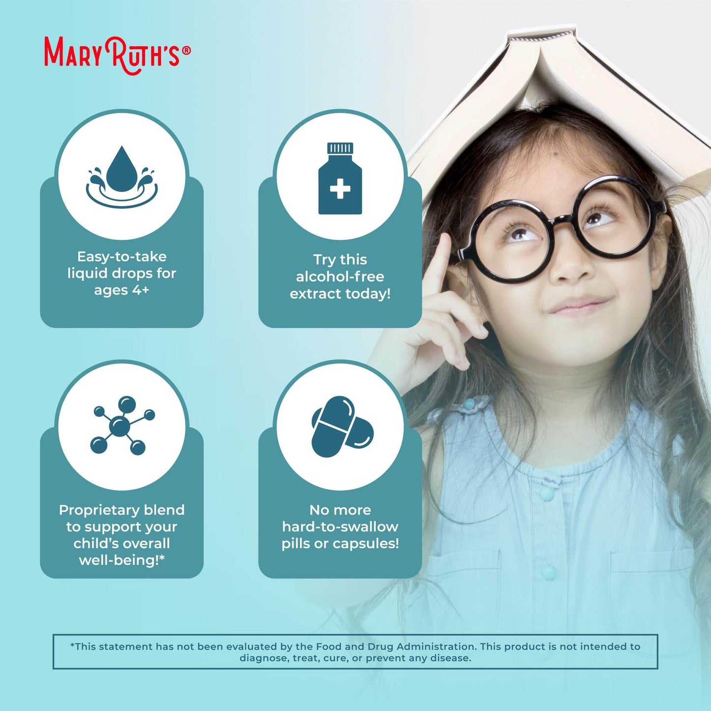 MaryRuth Organics Kids Brain Supplements for Memory and Focus, USDA Organic Drops with Ginkgo Biloba, Rhodiola Root & Licorice Root, Focus & Attention, Calm, Vegan, Non-GMO, Gluten Free, 30 Servings - zenfulharmony.com