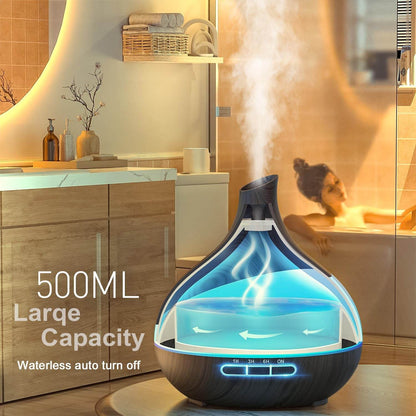 500 ML Essential Oil Diffuser, Upgrade Aroma Diffuser for Large Room, Aromatherapy Diffuser Humidifier with Remote Control 14 Color Lights 4 Timer Setting Auto Shut-Off - zenfulharmony.com