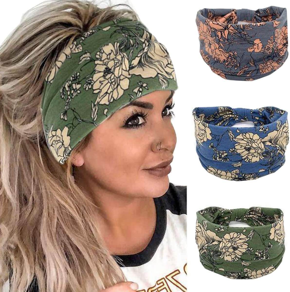 K-Elewon 3 Pack Women Wide Elastic Head Wrap Headband Sports yoga Hair Band - zenfulharmony.com