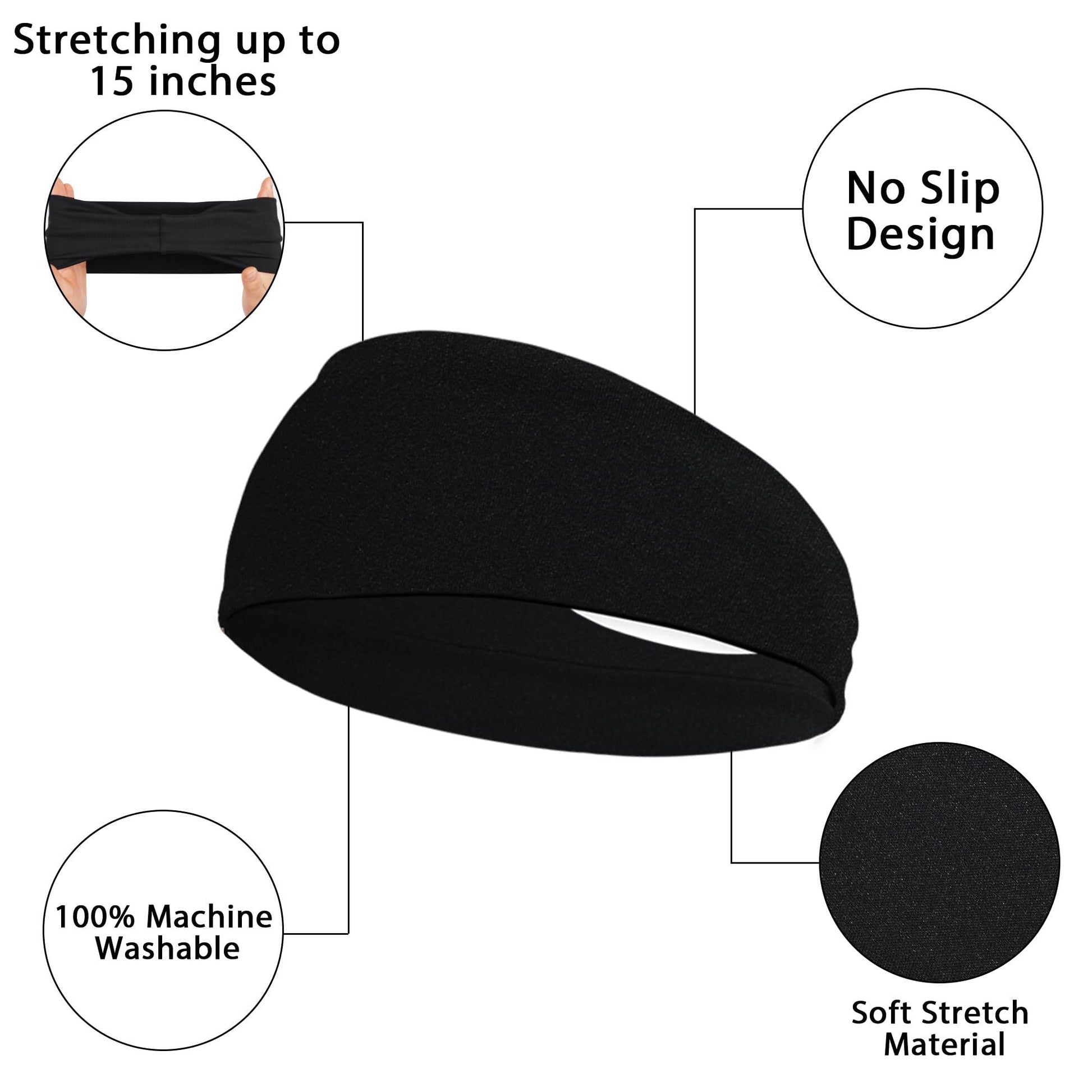 JOYOYO 3 Pack 9cm Unisex Headbands for Women's Hair Soft Stretchy Fabric Kylie Head Band Bandeaux Hair Accessories for Workout Gym Yoga Hair Band(Black) - zenfulharmony.com