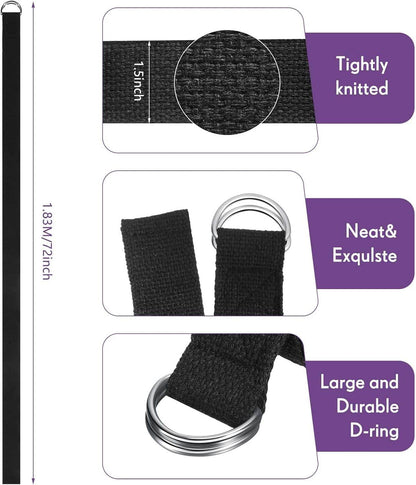 Jerify 10 Pcs Yoga Strap for Stretching Bulk 6ft Exercise Stretch Band with Metal D Ring Adjustable Pilates Non Elastic Yoga Stretch Belt for Women Men Physical Fitness Gym Workout Dance - zenfulharmony.com